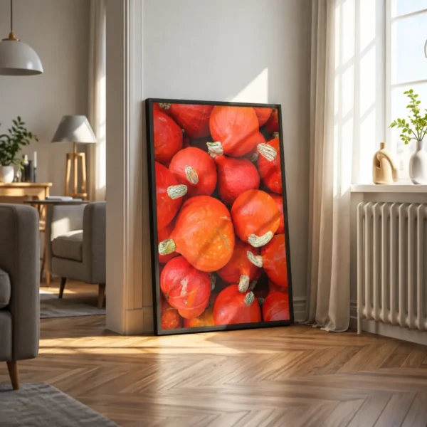 Autumn Gourd Abundance – Pumpkin Harvest Wall Art, Premium Matte Framed Canvas
