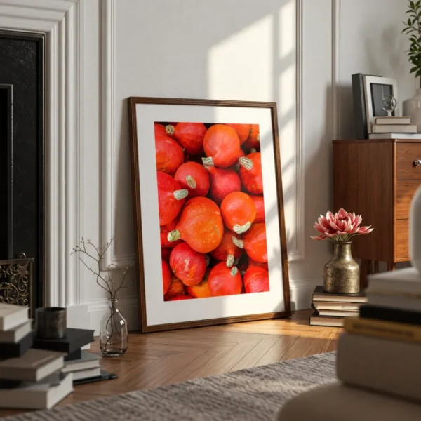 Autumn Gourd Abundance – Pumpkin Harvest Wall Art, Premium Matte Framed Print