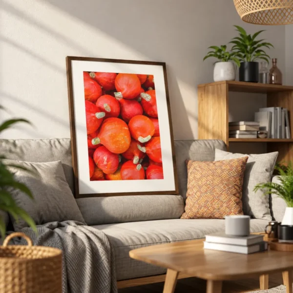 Autumn Gourd Abundance – Pumpkin Harvest Wall Art, Premium Matte Framed Print
