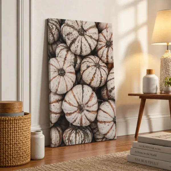 Harvest Whisper – Neutral Pumpkin Wall Art, Premium Matte Canvas for Modern Interiors