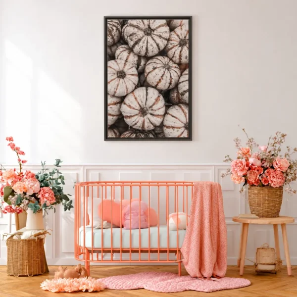 Harvest Whisper – Neutral Pumpkin Wall Art, Premium Matte Framed Canvas Decor