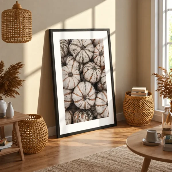 Harvest Whisper – Neutral Pumpkin Wall Art, Premium Matte Framed Prints Decor