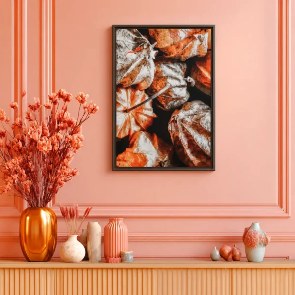Autumn Ember Botanical Wall Art – Premium Matte Framed Canvas for Modern Decor