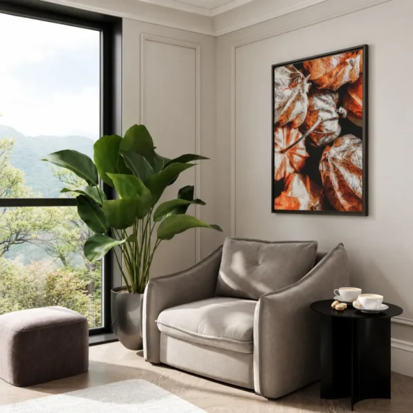 Autumn Ember Botanical Wall Art – Premium Matte Framed Canvas for Modern Decor
