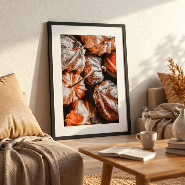 Autumn Ember Botanical Wall Art – Premium Matte Paper Framed Prints for Modern Decor