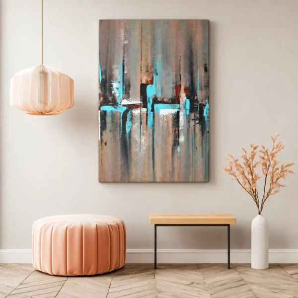 Tidal Mosaic Textured Abstract Canvas Wall Art, Premium Matte Modern Decor