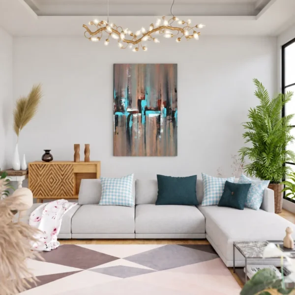 Tidal Mosaic Textured Abstract Canvas Wall Art, Premium Matte Modern Decor