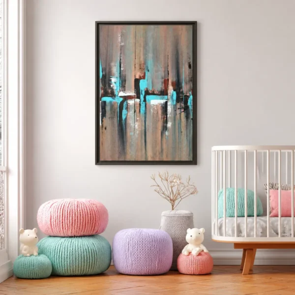 Tidal Mosaic Textured Abstract Framed Canvas Wall Art, Premium Matte Modern Decor
