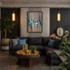 Tidal Mosaic Textured Abstract Framed Canvas Wall Art, Premium Matte Modern Decor