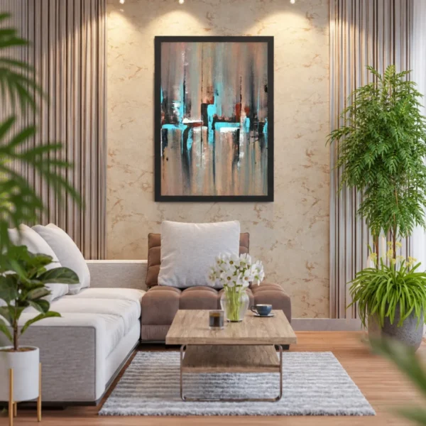 Tidal Mosaic Textured Abstract Framed Art Prints, Premium Matte Paper Modern Decor