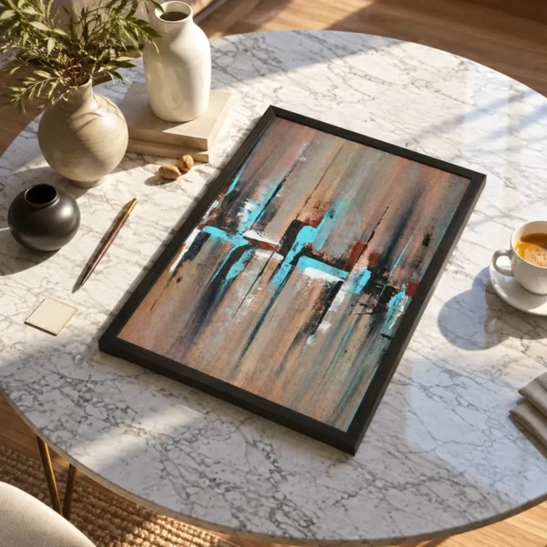 Tidal Mosaic Textured Abstract Framed Art Prints, Premium Matte Paper Modern Decor