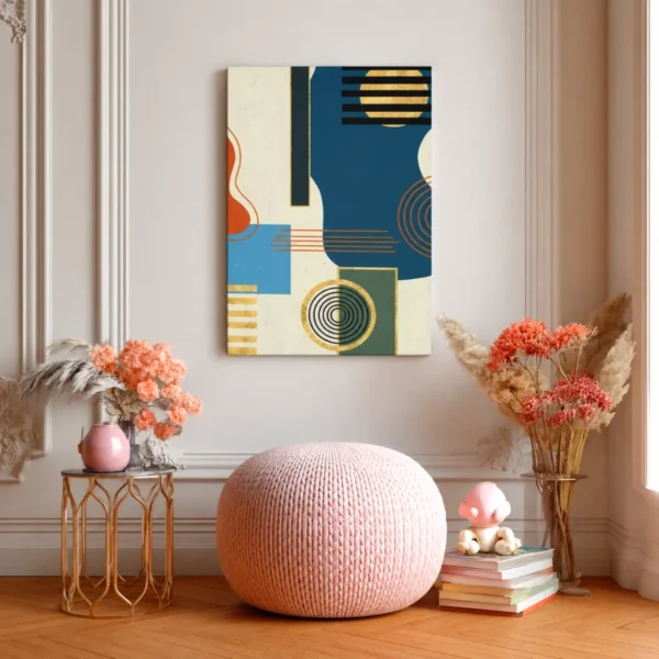 Golden Orbit Geometry – Geometric Abstract Wall Art, Premium Matte Canvas