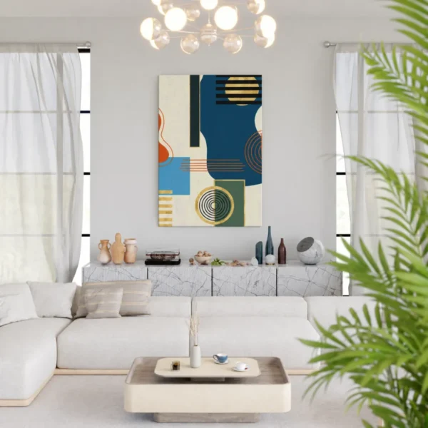 Golden Orbit Geometry – Geometric Abstract Wall Art, Premium Matte Canvas