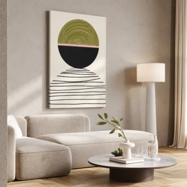 Verdant Horizon – Minimalist Abstract Wall Art, Premium Matte Canvas, Modern Geometric Decor