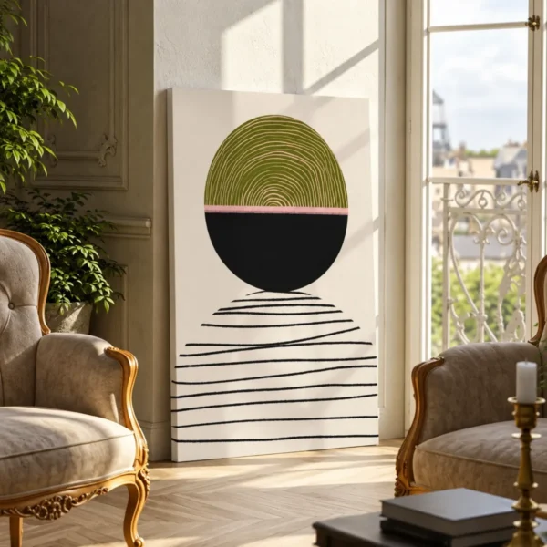 Verdant Horizon – Minimalist Abstract Wall Art, Premium Matte Canvas, Modern Geometric Decor