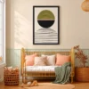 Verdant Horizon – Geometric Minimalist Wall Art, Premium Matte Paper Framed Print