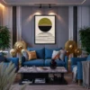 Verdant Horizon – Geometric Minimalist Wall Art, Premium Matte Paper Framed Print