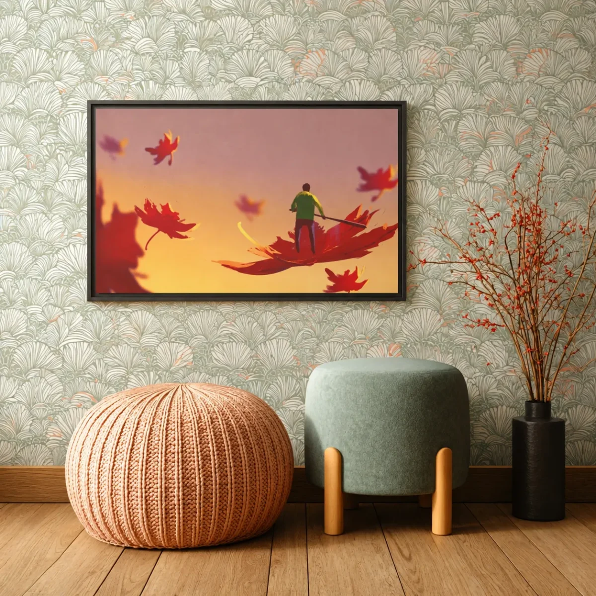 Autumn Leaf Dreamscape – Autumn Leaves Wall Art, Premium Matte Framed Canvas Decor