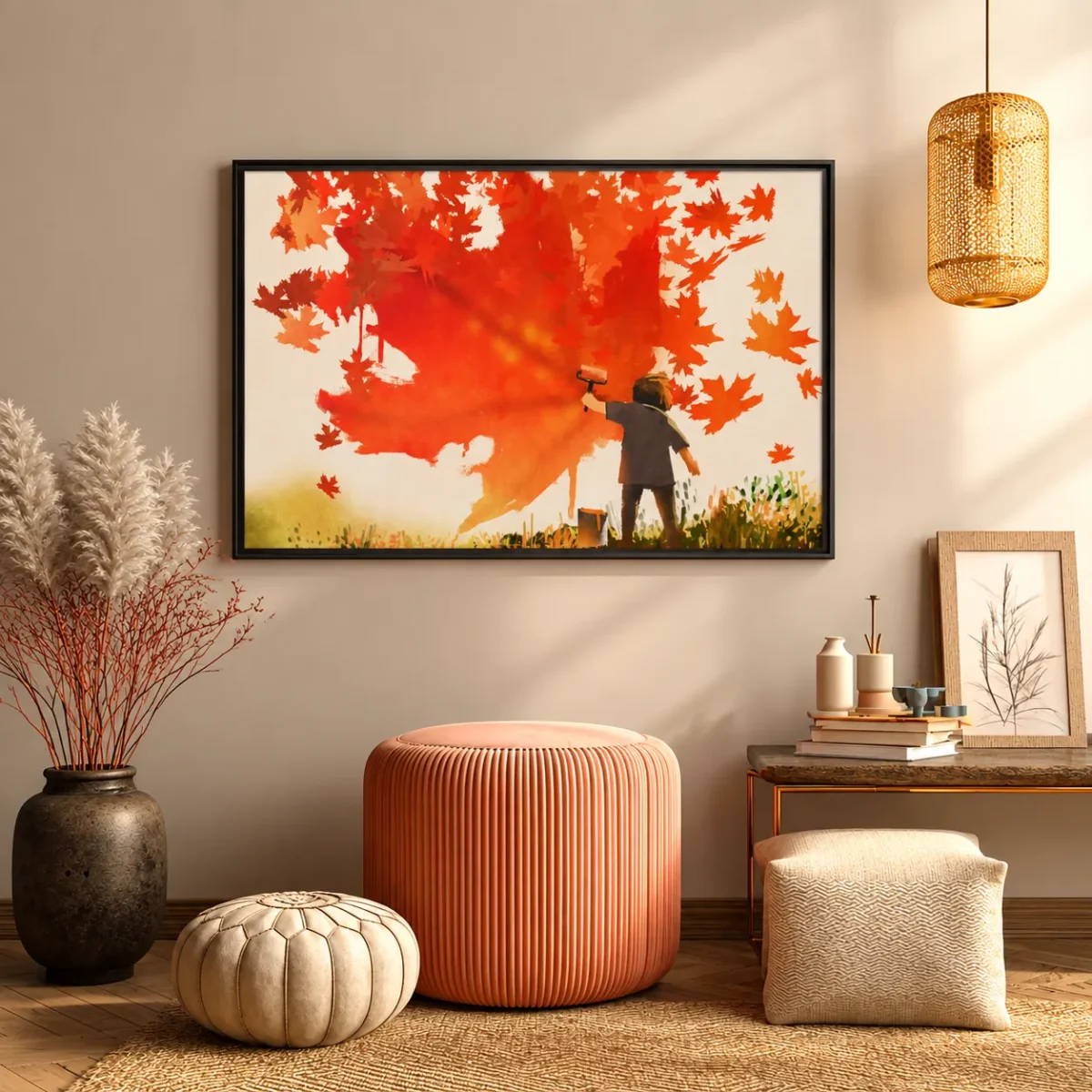 Emberleaf Autumn Painter Wall Art – Premium Matte Framed Canvas for Fall Decor