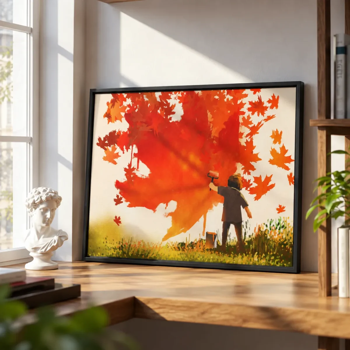 Emberleaf Autumn Painter Wall Art – Premium Matte Framed Canvas for Fall Decor