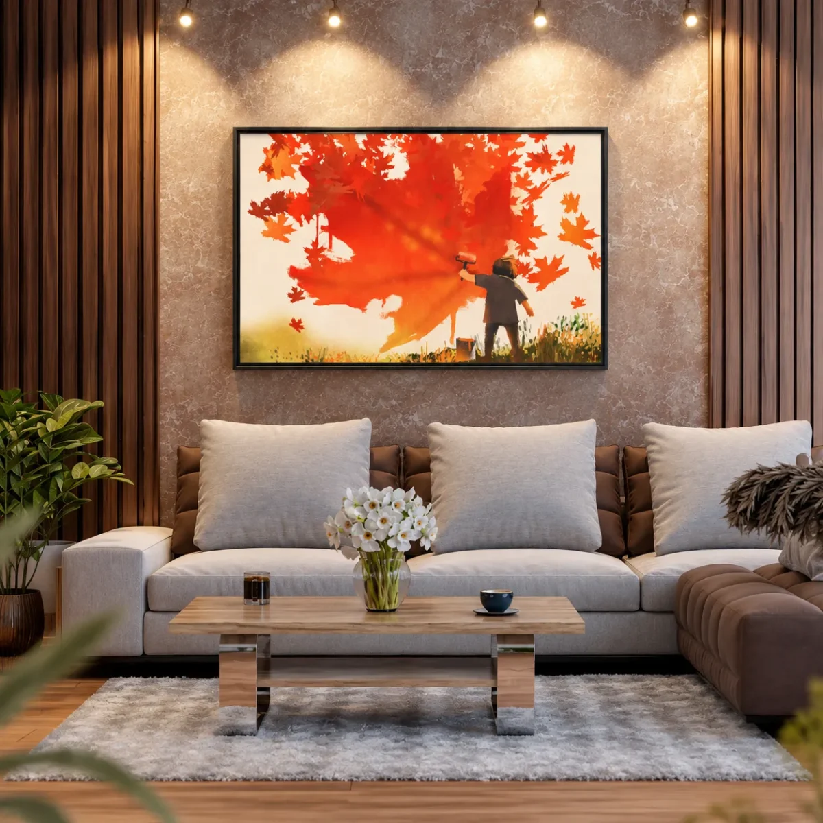 Emberleaf Autumn Painter Wall Art – Premium Matte Framed Canvas for Fall Decor