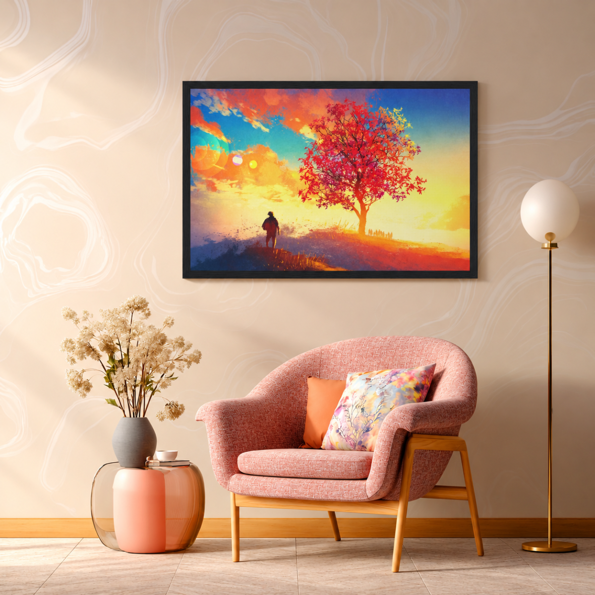ChatGPT Image Sep 24, 2026, 09_47_38 PM Sunset Wanderer Framed Art Print – Premium Matte Paper Scenic Wall Decor