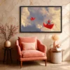 Crimson Paper Boat Wall Art – Dreamy Sky Premium Matte Paper Framed Prints