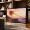 Emberfall Autumn Sunset Framed Canvas Wall Art – Modern Scenic Decor