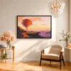 Emberfall Autumn Sunset Framed Canvas Wall Art – Modern Scenic Decor
