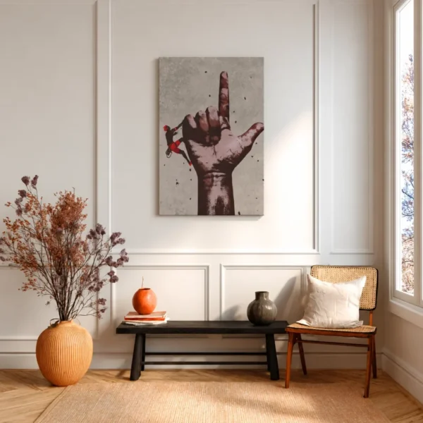The Defiant Climb – Giant Hand Wall Art, Premium Matte Stretched Canvas