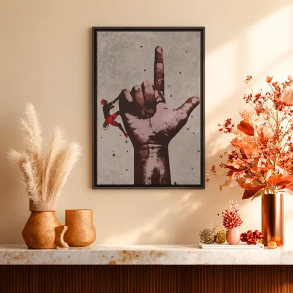 The Defiant Climb – Giant Hand Wall Art, Premium Matte Framed Canvas