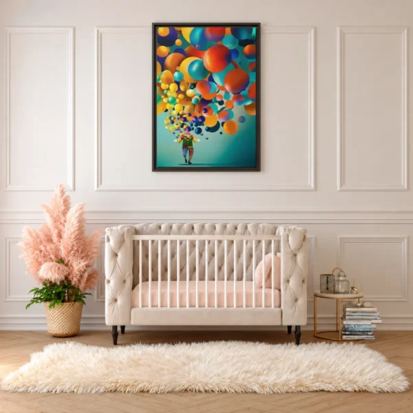 Balloon Reverie – Colorful Balloon Wall Art, Premium Matte Framed Canvas Decor