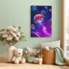 Abyssal Glow Jellyfish Ocean Wall Art, Premium Matte Canvas, Underwater Decor