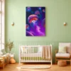 Abyssal Glow Jellyfish Ocean Wall Art, Premium Matte Canvas, Underwater Decor