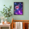 Abyssal Glow Jellyfish Ocean Wall Art, Premium Matte Framed Canvas Decor