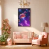 Abyssal Glow Jellyfish Ocean Wall Art, Premium Matte Framed Canvas Decor