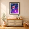 Abyssal Glow Jellyfish Ocean Wall Art, Premium Matte Framed Print, Deep Sea Decor