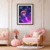 Abyssal Glow Jellyfish Ocean Wall Art, Premium Matte Framed Print, Deep Sea Decor
