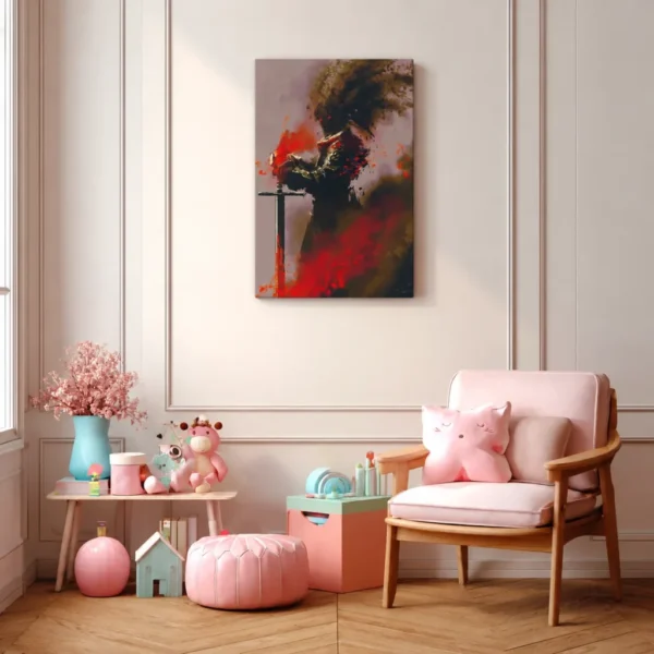 Crimson Shadow Warrior Dark Fantasy Knight Wall Art Premium Matte Canvas