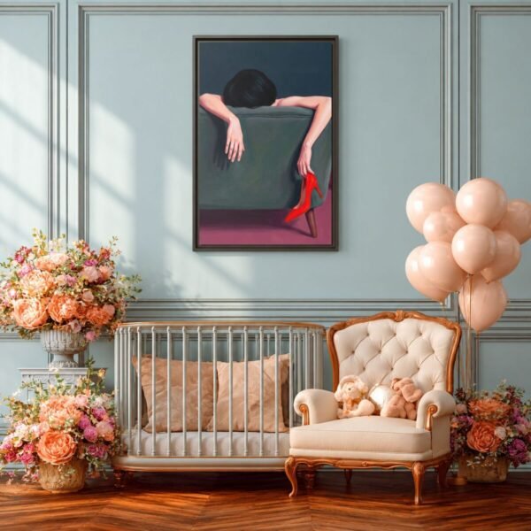 Red Heels Relaxation – Red Heels Wall Art, Premium Matte Framed Canvas Decor