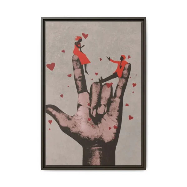 Hearts in Hand Romantic Couple Wall Art – Premium Matte Framed Canvas Decor