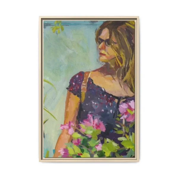 Garden Muse Floral Woman Wall Art, Premium Matte Framed Canvas, Botanical Portrait