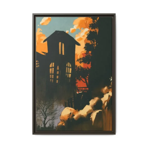 Whispering Hollow – Moody Gothic House Wall Art, Premium Matte Framed Canvas Decor