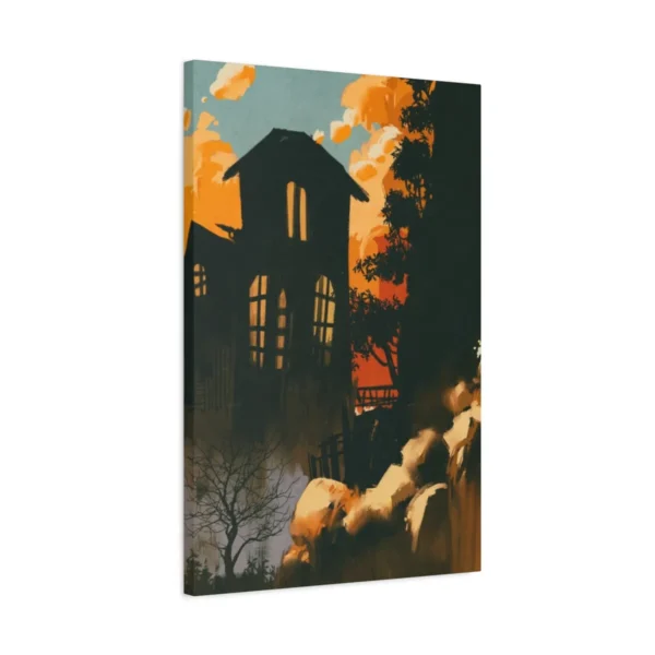 Whispering Hollow – Moody Gothic House Wall Art, Premium Matte Canvas, Dark Forest Decor