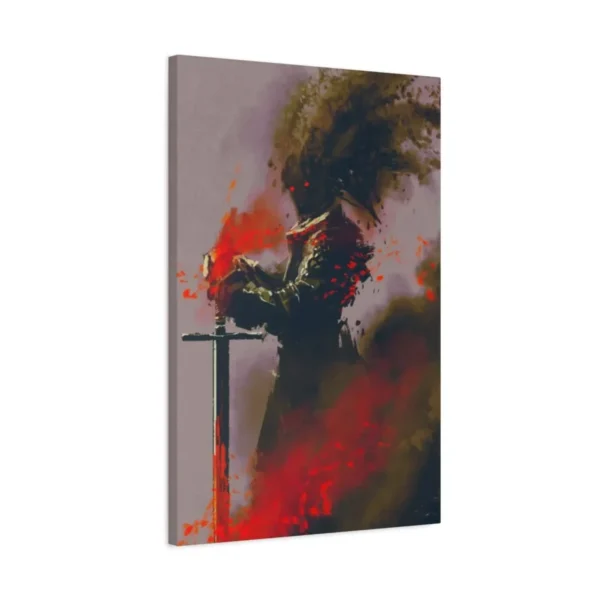 Crimson Shadow Warrior Dark Fantasy Knight Wall Art Premium Matte Canvas