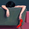 Red Heels Relaxation – Red Heels Wall Art, Modern Fashion Premium Matte Canvas