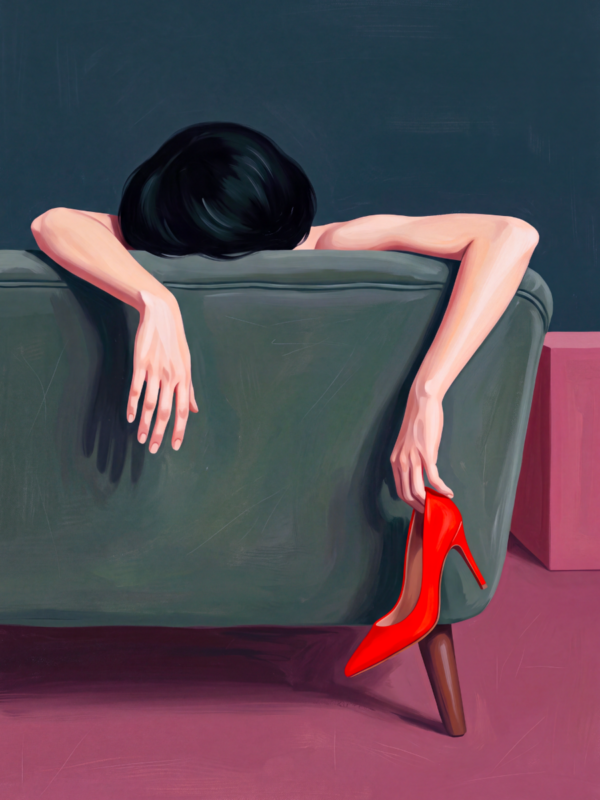 Red Heels Relaxation – Red Heels Wall Art, Modern Fashion Premium Matte Canvas
