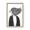 Velvet Gale – Windswept Woman Framed Canvas Wall Art for Modern Interiors