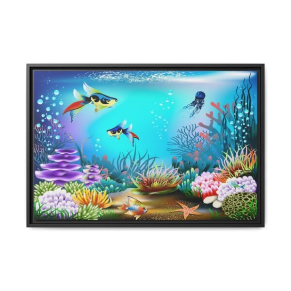 Coralwhim Tide – Colorful Coral Reef Wall Art Framed Canvas for Coastal Decor
