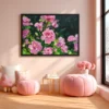 Roselight Sonata – Pink Rose Garden Wall Art, Elegant Framed Canvas Decor